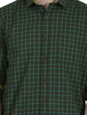 olive green checkered casual shirt - 17471314 - Standard Image - 5