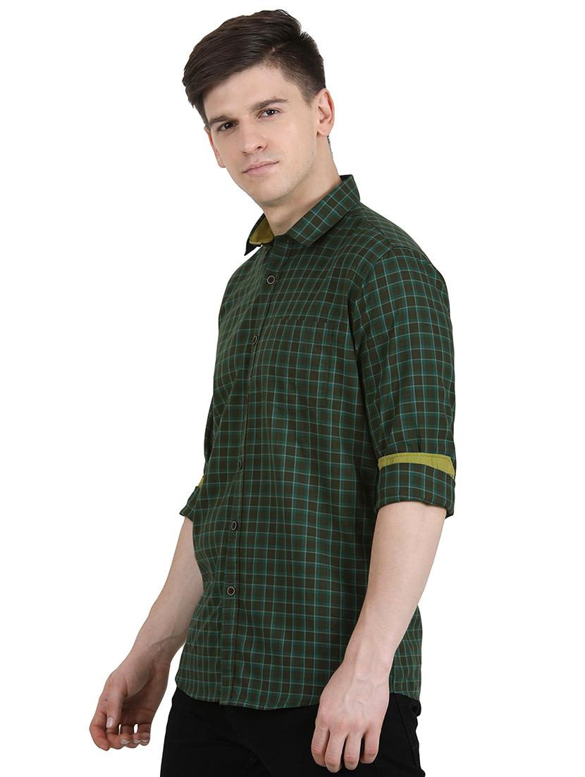 olive green checkered casual shirt - 17471314 - Zoom Image - 2