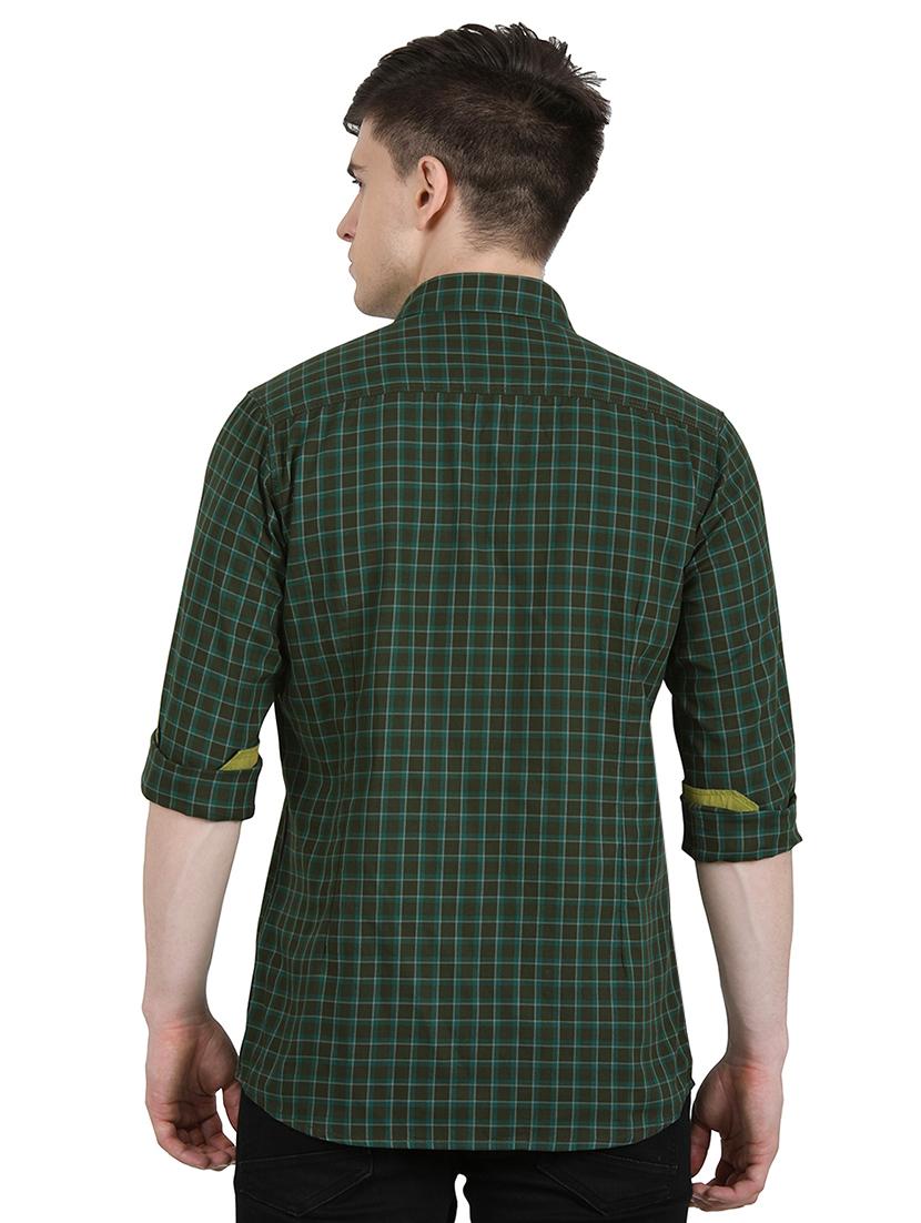 olive green checkered casual shirt - 17471314 - Zoom Image - 3