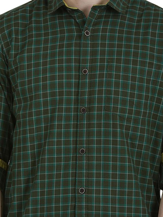 olive green checkered casual shirt - 17471314 - Zoom Image - 5