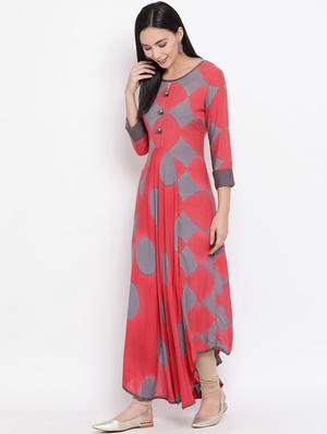 printed asymmetric kurta - 17471960 - Standard Image - 2