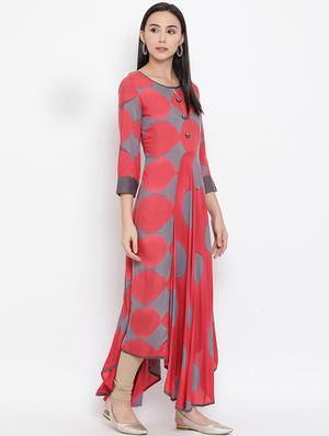 printed asymmetric kurta - 17471960 - Standard Image - 3