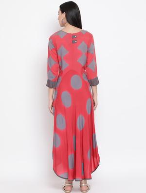 printed asymmetric kurta - 17471960 - Standard Image - 4
