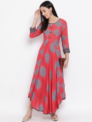 printed asymmetric kurta - 17471960 - Standard Image - 5