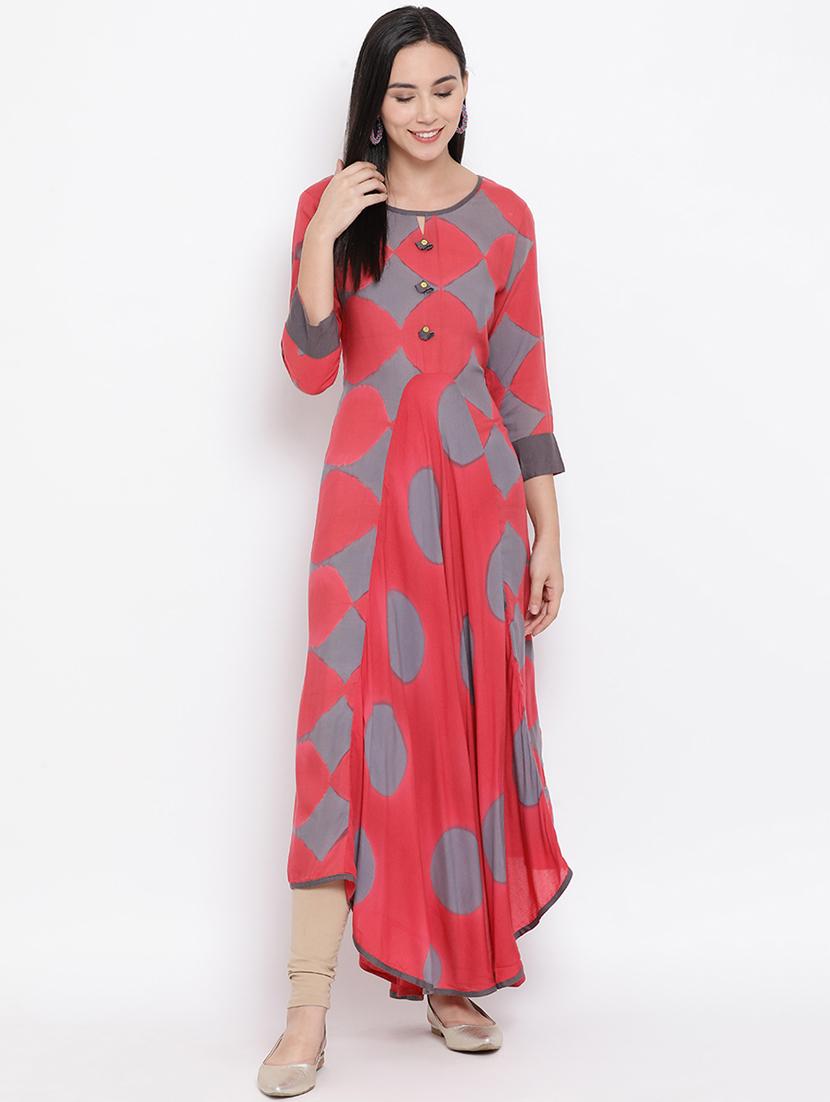 printed asymmetric kurta - 17471960 - Zoom Image - 1
