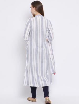 striped a-line kurta - 17471967 - Standard Image - 4