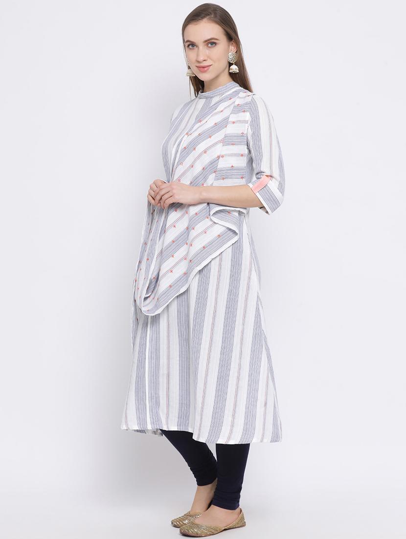 striped a-line kurta - 17471967 - Zoom Image - 2