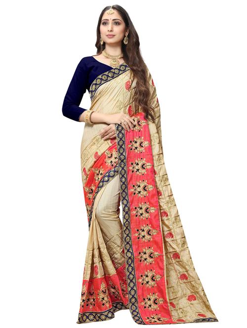 paisley embroidered saree with blouse - 17472116 - Standard Image - 1