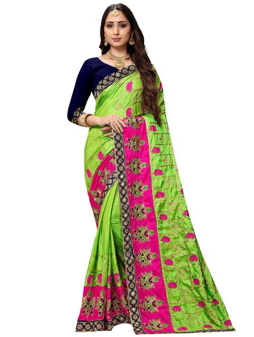 paisley embroidered saree with blouse - 17472146 - Standard Image - 1