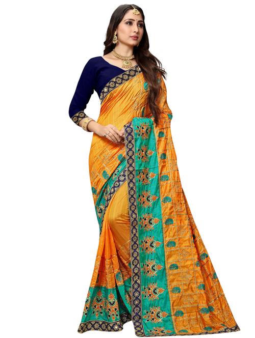 paisley embroidered saree with blouse - 17472276 - Standard Image - 1