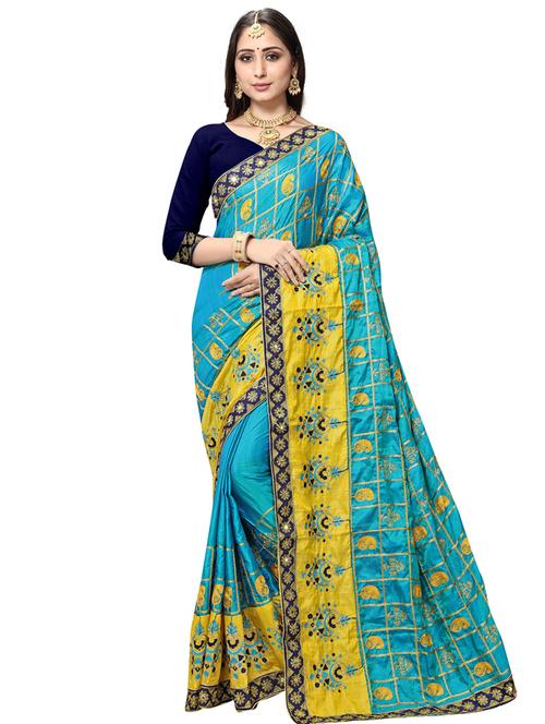 paisley embroidered saree with blouse - 17472300 - Standard Image - 1