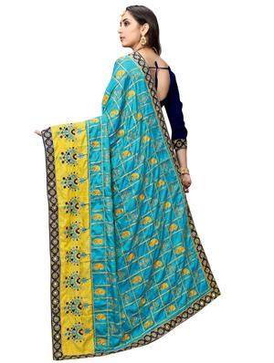 paisley embroidered saree with blouse - 17472300 - Standard Image - 2