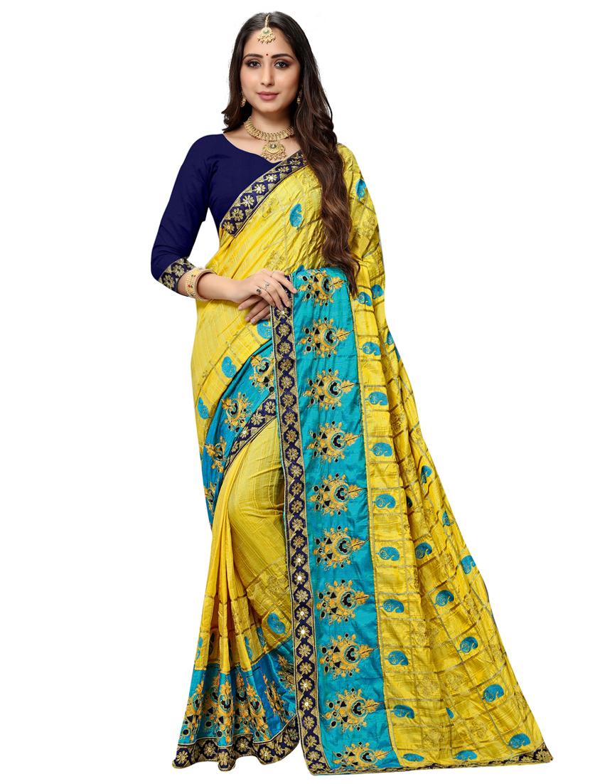 paisley embroidered saree with blouse - 17472322 - Zoom Image - 1
