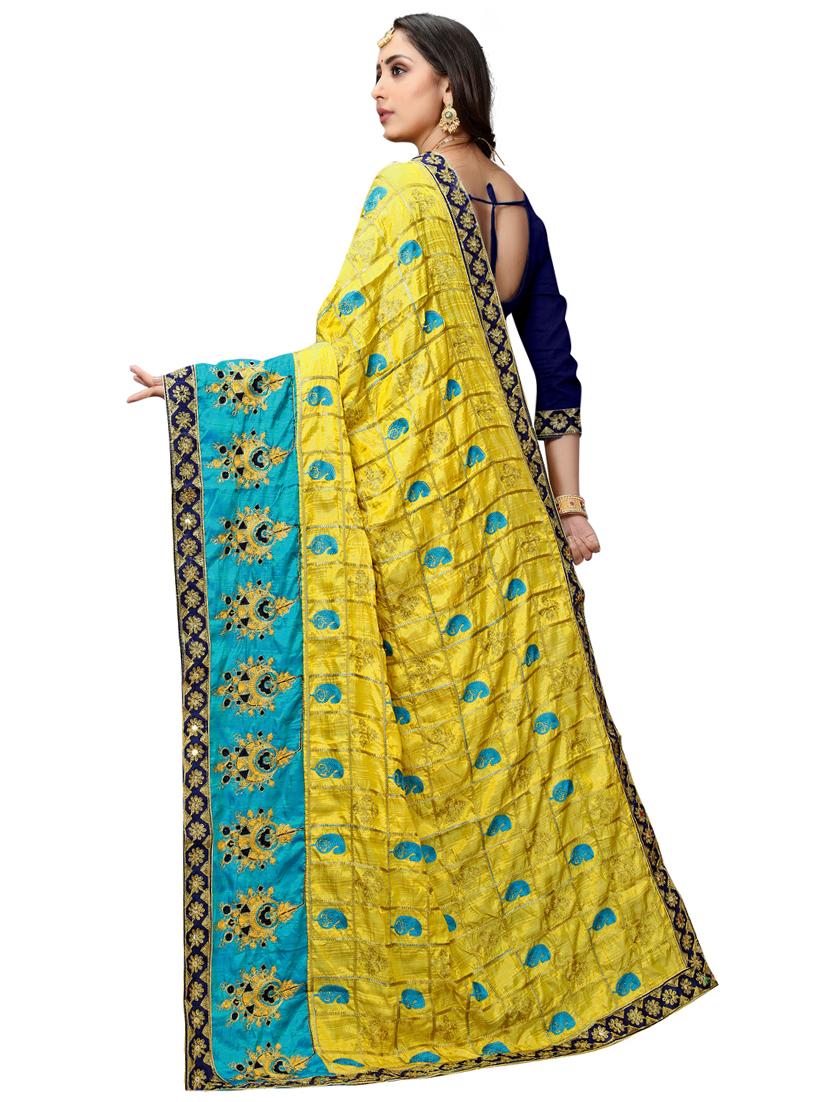 paisley embroidered saree with blouse - 17472322 - Zoom Image - 2