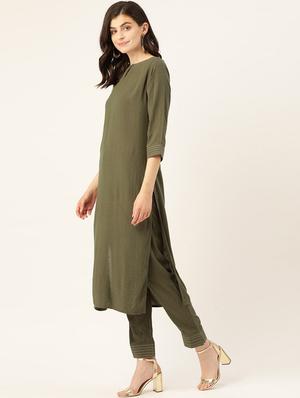 olive suit set - 17472326 - Standard Image - 2