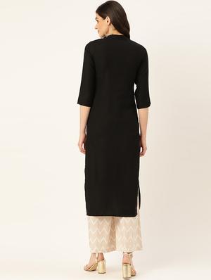 solid sequined straight kurta - 17472327 - Standard Image - 3