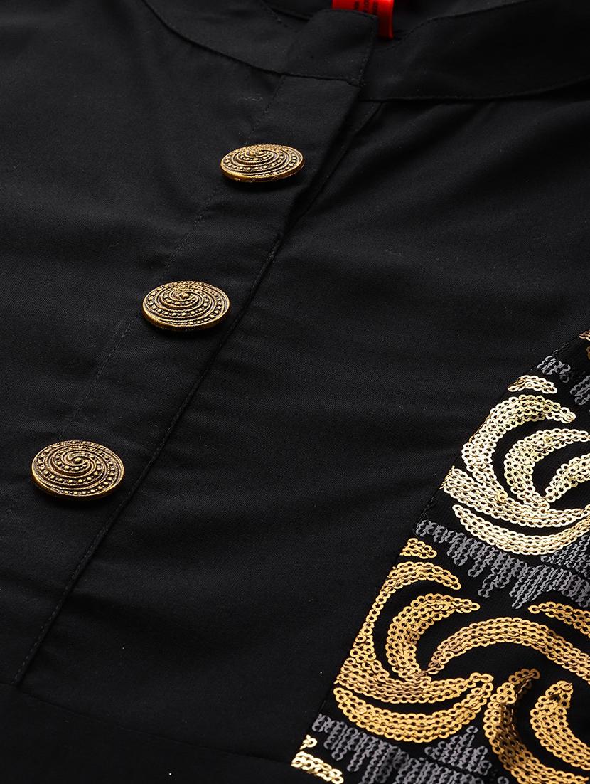 solid sequined straight kurta - 17472327 - Zoom Image - 4