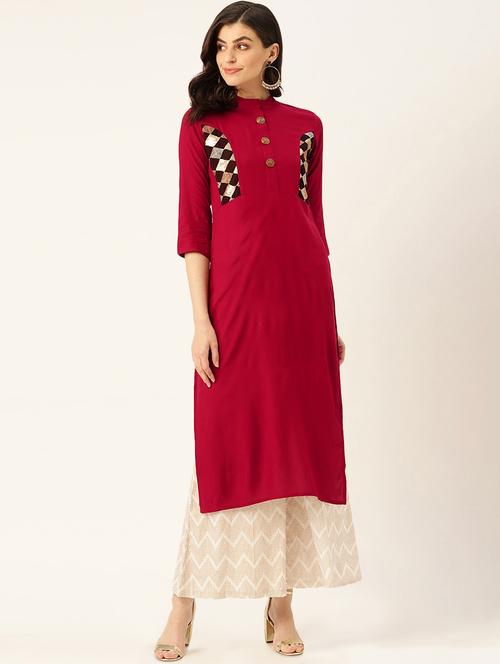 solid sequined straight kurta - 17472328 - Standard Image - 1