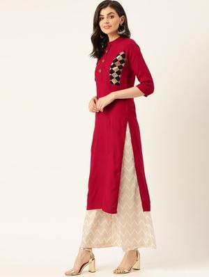 solid sequined straight kurta - 17472328 - Standard Image - 2