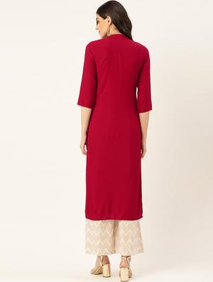 solid sequined straight kurta - 17472328 - Standard Image - 3