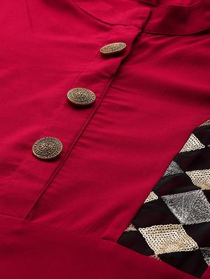 solid sequined straight kurta - 17472328 - Standard Image - 4