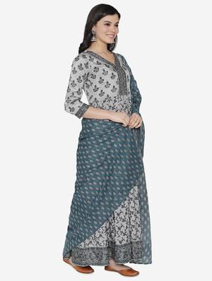 floral anarkali ethnic dress with dupatta - 17472330 - Standard Image - 2