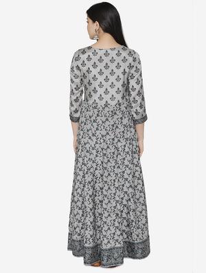 floral anarkali ethnic dress with dupatta - 17472330 - Standard Image - 4