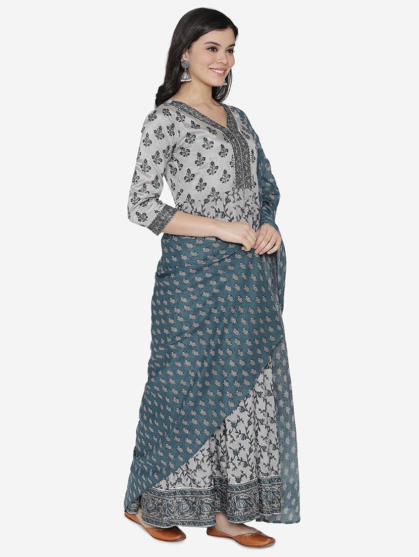 floral anarkali ethnic dress with dupatta - 17472330 - Zoom Image - 2