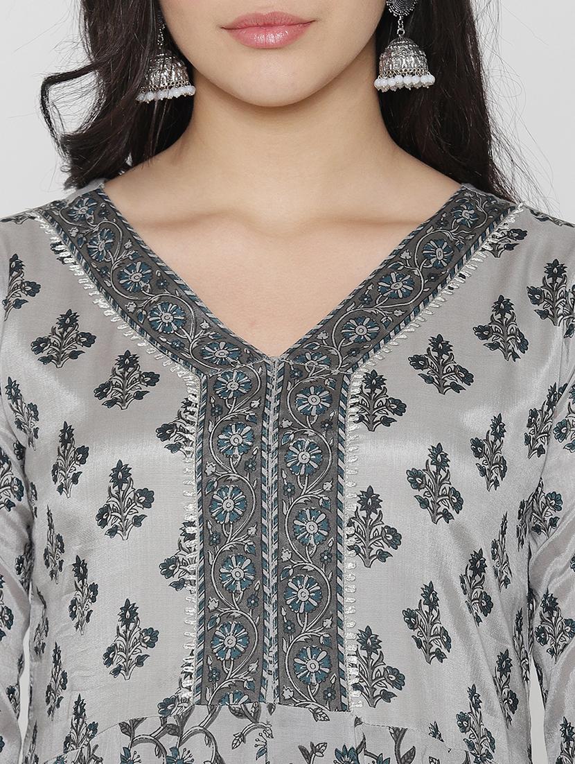 floral anarkali ethnic dress with dupatta - 17472330 - Zoom Image - 5
