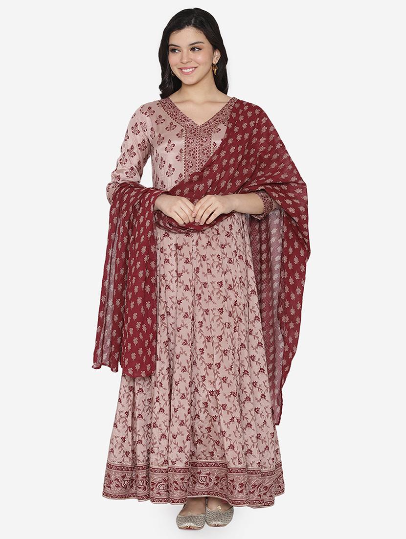 floral anarkali ethnic dress with dupatta - 17472331 - Zoom Image - 3