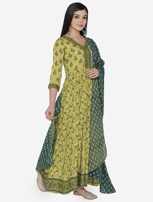 floral anarkali ethnic dress with dupatta - 17472332 - Standard Image - 2
