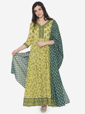 floral anarkali ethnic dress with dupatta - 17472332 - Standard Image - 3