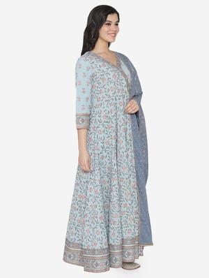 floral ethnic dress with dupatta - 17472336 - Standard Image - 2