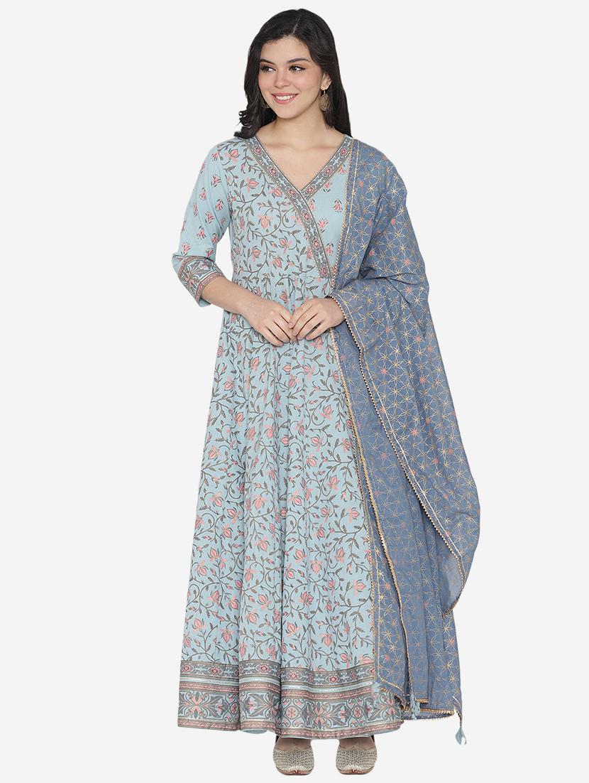 floral ethnic dress with dupatta - 17472336 - Zoom Image - 3