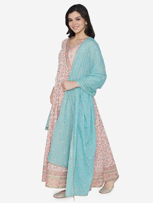 floral ethnic dress with dupatta - 17472338 - Standard Image - 1