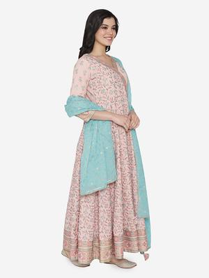 floral ethnic dress with dupatta - 17472338 - Standard Image - 2