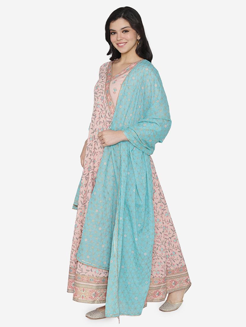 floral ethnic dress with dupatta - 17472338 - Zoom Image - 1