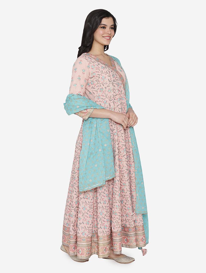 floral ethnic dress with dupatta - 17472338 - Zoom Image - 2