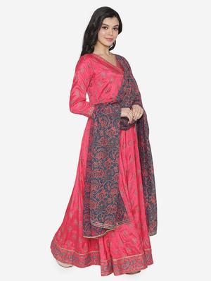 printed anarkali ethnic dress with dupatta - 17472340 - Standard Image - 2