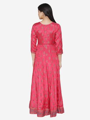 printed anarkali ethnic dress with dupatta - 17472340 - Standard Image - 3
