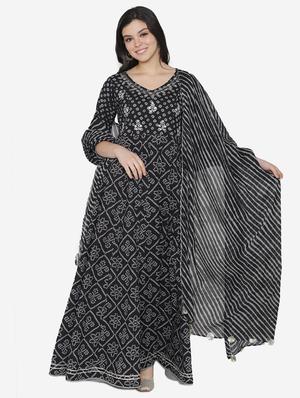 printed anarkali ethnic dress with dupatta - 17472344 - Standard Image - 3