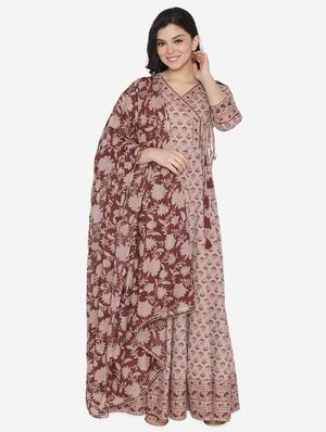 printed anarkali ethnic dress with dupatta - 17472348 - Standard Image - 3