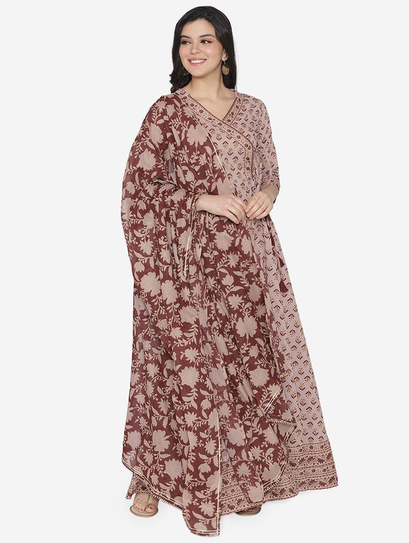 printed anarkali ethnic dress with dupatta - 17472348 - Zoom Image - 1