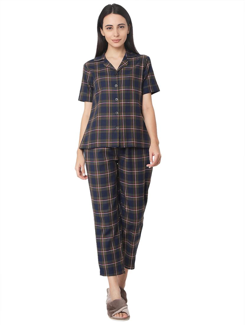 green cotton pyjama nightwear set - 17472450 - Zoom Image - 1