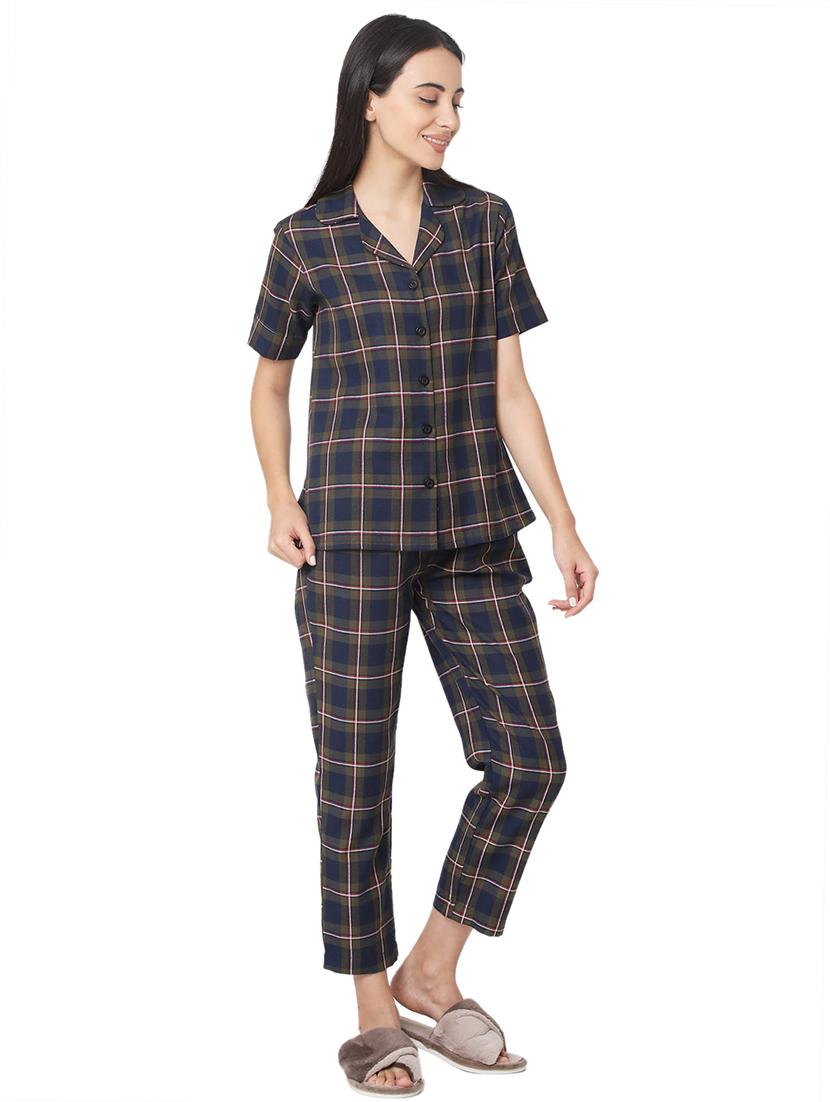 green cotton pyjama nightwear set - 17472450 - Zoom Image - 2