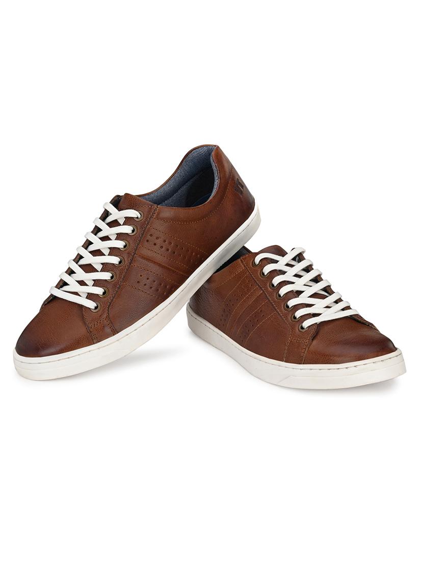 tan leather lace up sneakers - 17472458 - Zoom Image - 2