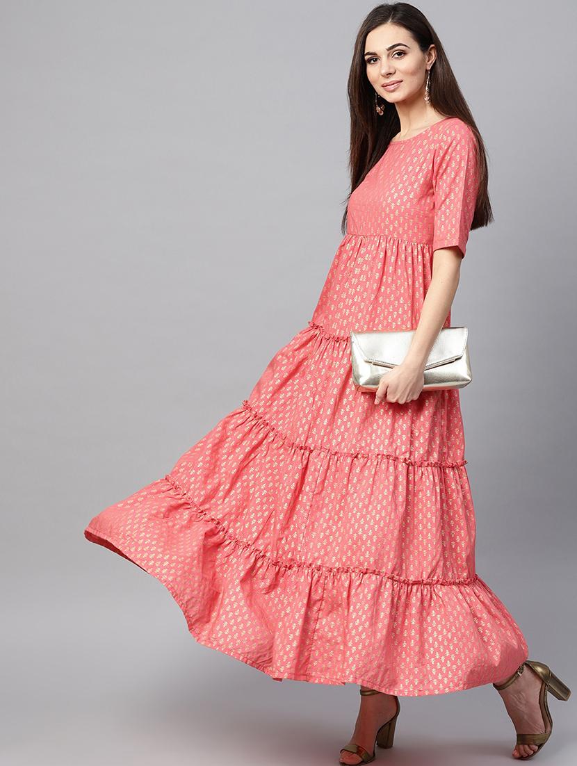 foil print tiered dress - 17472694 - Zoom Image - 4