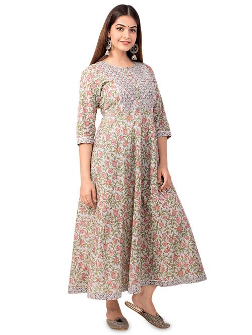 printed flared kurta - 17472716 - Very Small Image - 1