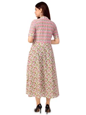 floral printed flared ethnic dress - 17472720 - Standard Image - 2