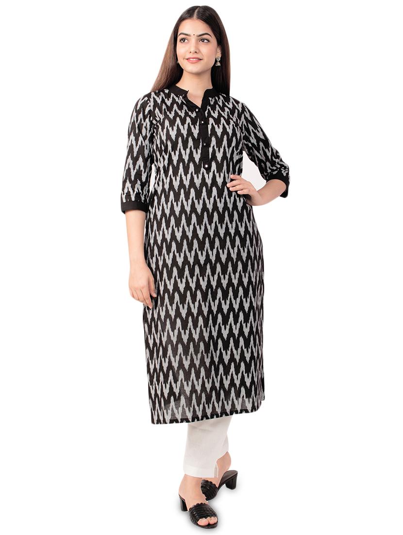 ikat print straight kurta - 17472721 - Zoom Image - 1